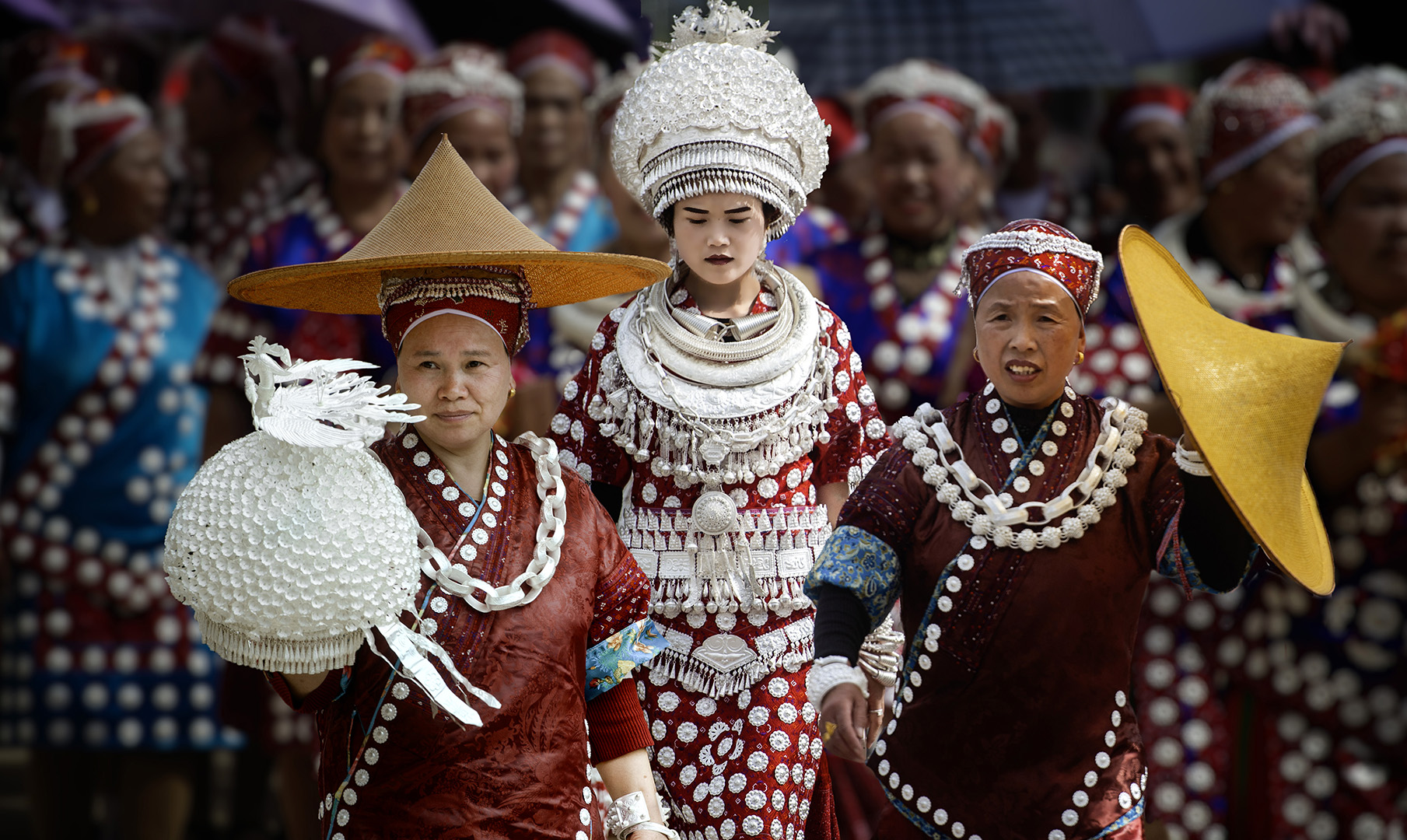 A family of three people